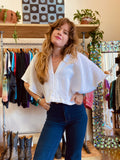 Alliene Boxy Top- White S/M