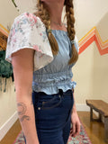 Picnic Top- Blue/ Floral