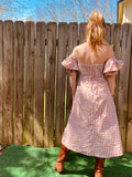Orange Gingham Puff Sleeve