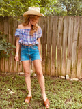 Loretta Top- Purple Plaid