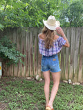 Loretta Top- Purple Plaid