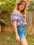 Loretta Top- Purple Plaid