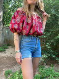 Loretta Top- Red India Print