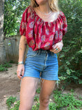 Loretta Top- Red India Print