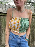 Frio Top- Orange Daisy/ Block Print