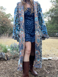 Blanket Coat- Blue floral