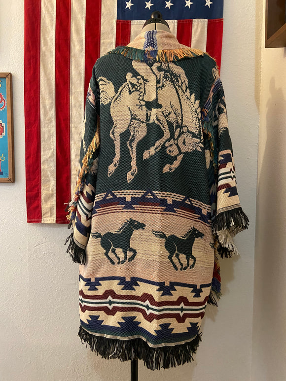 Blanket Coat- Broncs and Prickly Pears