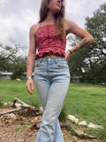 Zilker Ruffle Top-  Reversible Horses