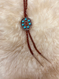 Amber and Turquoise Bolo Tie