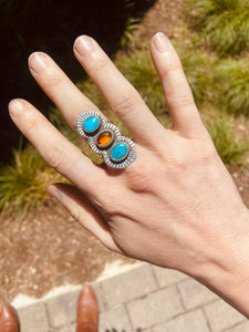 Turquoise and Amber Cicada Ring