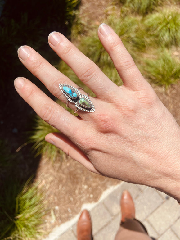 Double Cicada Turquoise Ring