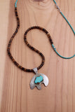 bear oso Silver sterling silver moon ring necklace handmade crystal point turquoise made beads naja native American jewelry healing power labradorite pendant 