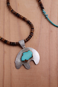 bear oso shell cabachon Silver sterling silver moon ring necklace handmade crystal point turquoise made beads naja native American jewelry healing power labradorite pendant 