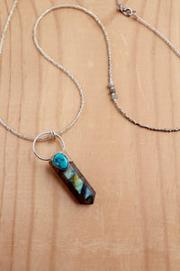crystal point turquoise necklace handmade station 19 silver handmade crystal beads 