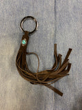 Leather Tassel- Turquoise on Brown Leather