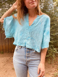 Alliene Boxy Top- Turquoise