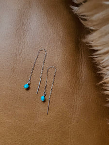 Turquoise Thread Through Earrings