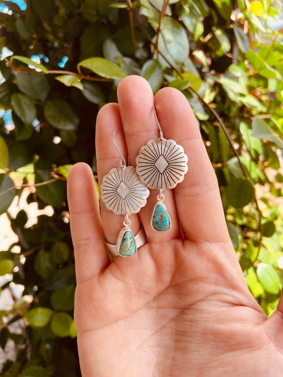 Turquoise Mountain Concho Earrings